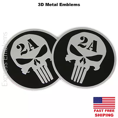 (2 Pack) 3D Metal 2nd Amendment Punisher Sticker Decal Emblems NRA 2.5   • $6.45