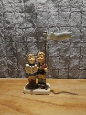 Goebel M.I Hummel Figurine HUM790  Celebrate W/ Song  Boy & Girl W/ Flag • $18.95