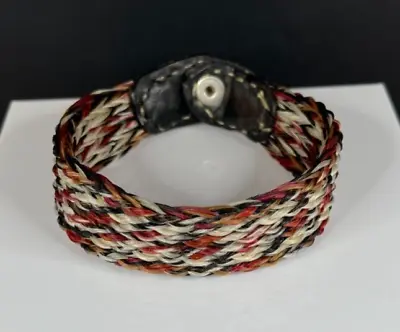 Vintage Hand Made Braided Natural Black Burgundy Snap Horse Hair Bracelet - 1686 • $34.99