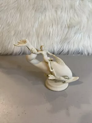 Vintage Figurine Eros Ridding On A Dolphin White Antiksan Türkite • $45