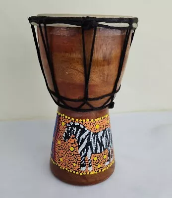 Vintage Native American Style Art Small Wood Wooden Hand Tabletop Drum Colorful • $34.99