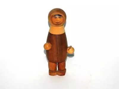 Vintage Arne Tjomsland Norway Wood Eskimo Inuit Seal Hunter Figurine 6  Stamped • $49.99