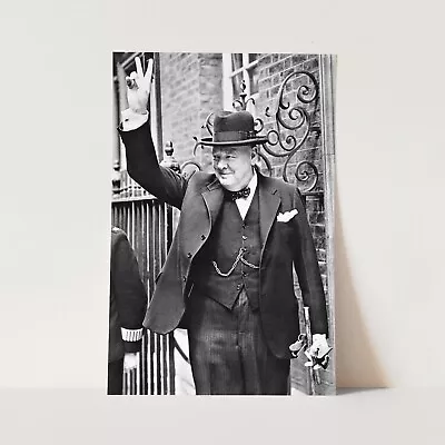 Winston Churchill V For Victory Peace Sign World War Two Wall Art Poster Print • $29