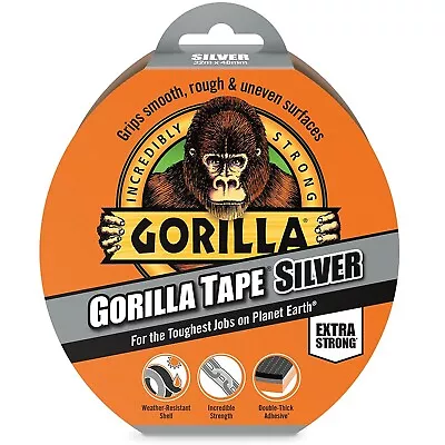 Silver Gorilla Tape 48mm X 32M Strong Duct Gaffer Tape Smooth Rough Grip Gaffa • £18.15