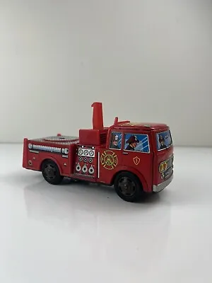 Vintage Made In Japan Tin Metal Fire Truck Fire Dept Truck Big Red Truck Firemen • $28