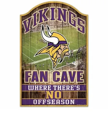 Minnesota Vikings Fan Cave Where No Offseason Wood Sign 11 X17'' Wincraft 👀 • $29.30
