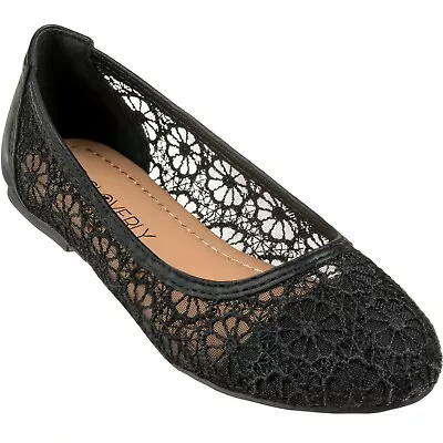 [NEW] CLOVERLAY Women's Lace Flats Crochet Ballet Slip On Ballerina Shoes • $19.99