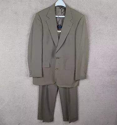 Vintage Brooks Brothers Suit Mens 38R Green Makers Brooksease Wool 2 Piece 33x29 • $39.99