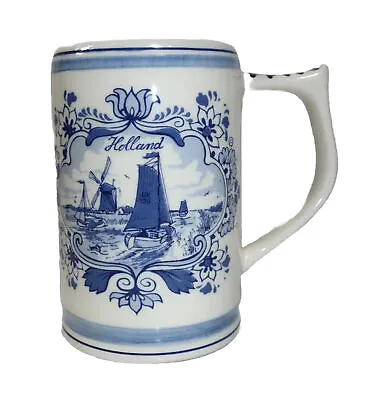 $21.99 • Buy Delft Blue Handpainted Mug Holland White Dutch Pottery Tea Coffee Beer Stein