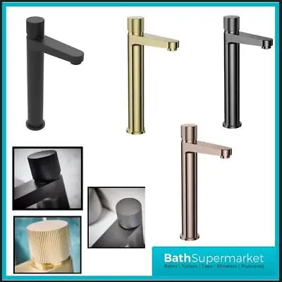 Round Fluted Basin Tall Tap Bathroom High Rise Sink Mono Mixer Tap Faucet-Colour • £99