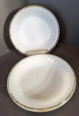 Fire King Milk Glass Plates With Gold Rim • $12