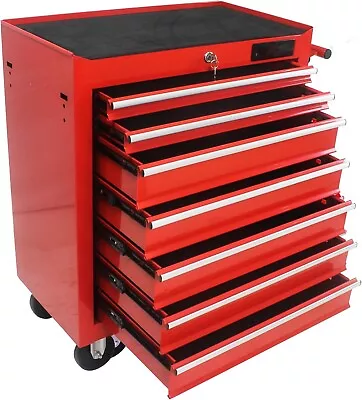 Rolling Tool Chest 7 Drawer Tool Box W/ Wheels Heavy Duty Industrial Red • $209.99