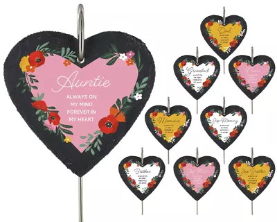 Grave Stick Marker Ornament Flower Slate Plaque Colourful Memorial Family Names • £12.99