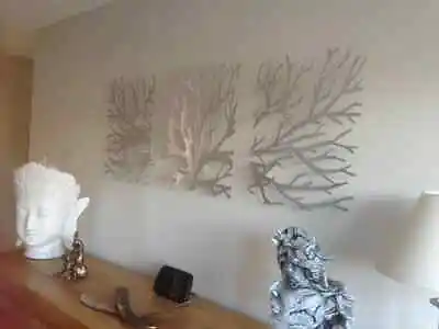 Metal Wall Art Decor 3D Sculpture 3 Piece Tree Brunch Modern Fireplace • £155