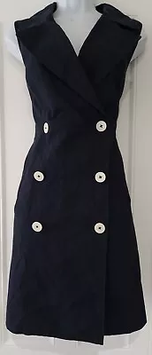 £74.99 • Buy Womens Lk Bennett Midnight Nautical Double Breasted Cotton Shift Blazer Dress 10