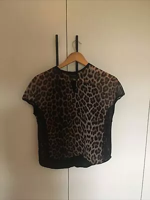 Zara Leopard Print And Lace Smart Top / T-Shirt • £9.99