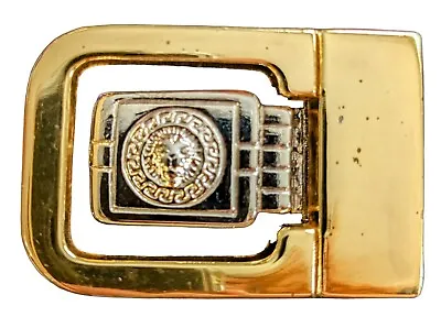 VTG 90s Versace Belt Buckle Clamp Mob Wife Two Tone Gold Platinum Logo Unisex • $53.68