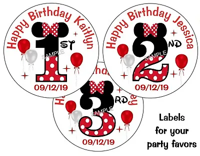 Minnie Mouse Birthday Party Favors Stickers Labels 1st 2nd 3rd 4th 5th  RED • $5.99