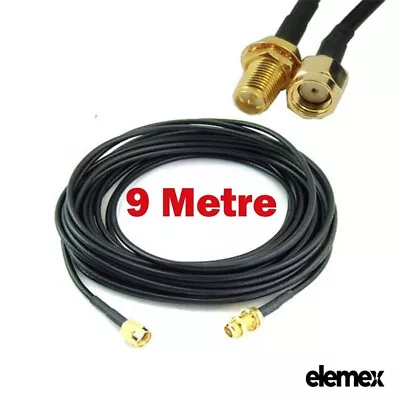 9M WiFi Antenna RP-SMA Extension Coaxial Cable Cord For Wi-Fi Router WiFi Modem • $8.93