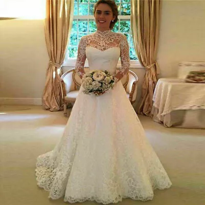 $41.89 • Buy Women Bridal Marriage Lace Dress Princess Wedding Party Ball Gown Long Dress AU