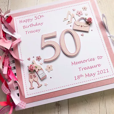 50th Birthday Gift For Women Personalised Guest Book Memories Album 30th 40th  • £18.50