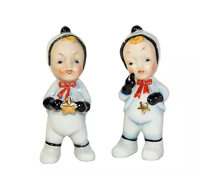 2 Vintage Pixie Elf Figurine Stars Japan 1950s Snow Baby Santa's Helper Ucagco • $49.95