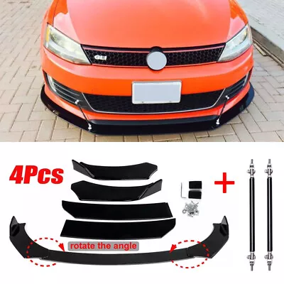 $39.99 • Buy For VW Jetta MK6 1980-2021 Front Bumper Lip Splitter Spoiler Body Kit+Strut Rods
