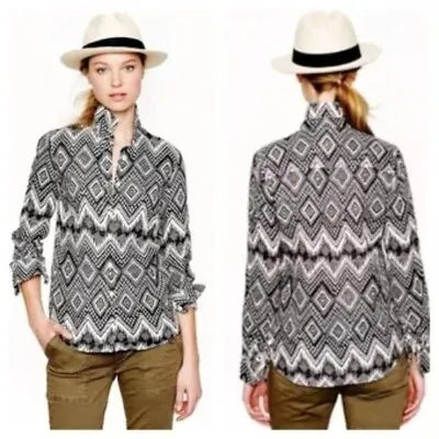 J. Crew Linen Boy Shirt Diamond Ikat Size 10 A2835 • $29.99