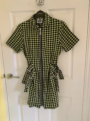 The Ragged Priest Check Zip Through Shirt Dress Size Xs Yellow Black • £24