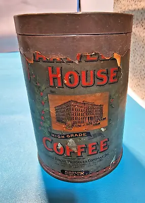 MAXWELL HOUSE HIGH GRADE COFFEE  1921 COFFEE TIN CAN  PAPER LABEL Embossed Lid • $129.95