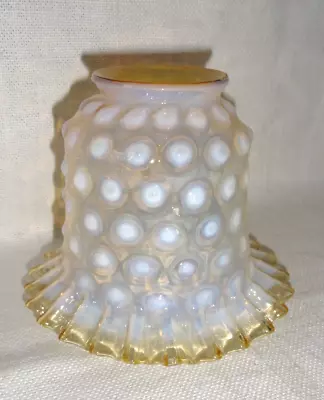 Vintage Hobnail Light Shade ~ Amber/Yellow Opalescent ~ Ruffled ~ 2 1/8” Fitting • $30