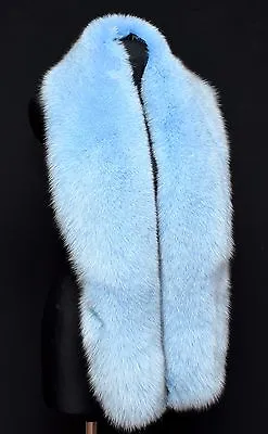 Saga Furs Sky Blue Fox Real Fur Skin Handmade Shoulder Wrap Stole Scarf 63  • $304.49