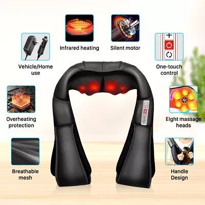 Shiatsu Massager With Heat Deep Kneading Massage Pillow For Shoulder Neck & Back • $28.99