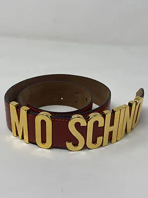 Moschino By Redwall Brown Leather Gold Metal Leater Belt Vintage  • $250