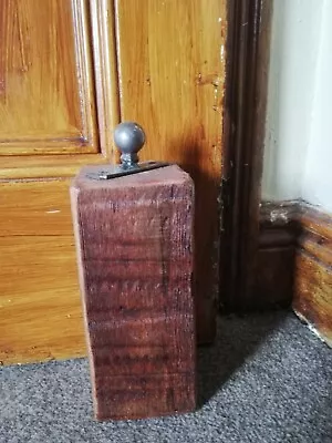 Handmade Rustic Bespoke Solid Wooden Metal Handle Door Stop Reclaimed Wood • £9.99