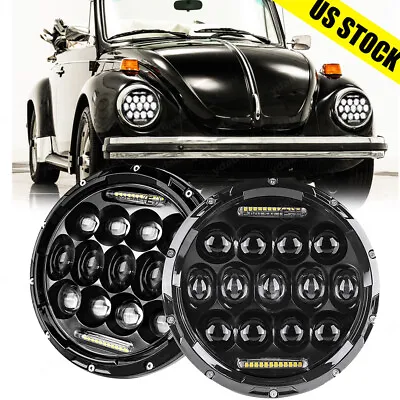 7  Inch Round LED Headlights Hi/Lo Sealed Beam For VW Beetle 1950-1979 2x • $52.79