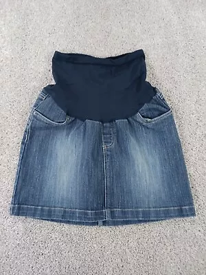 Motherhood Womens Skirt Size M Blue Solid Denim Mini Cotton Blend • £7.71