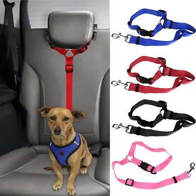 Car Safety Seat Belt Adjustable Travel Harness Lead Restraint Strap For Dog Pet • £3.58