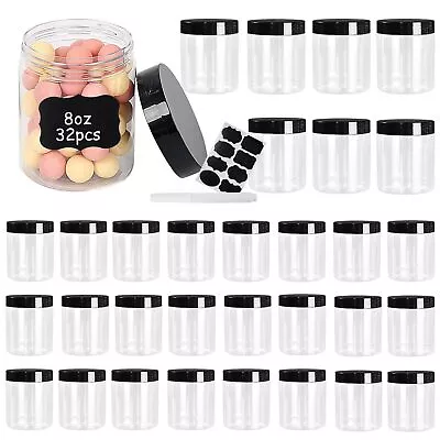 Jars With Lids32pcs Plastic Jars With Lids 8 Oz8 Oz Plastic Containers With... • $29.86