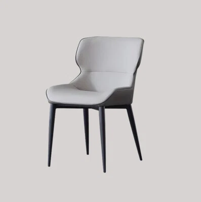 Modern Dining Chair Faux Leather Upholstery With Carbon Steel Legs In Light Grey • $1749