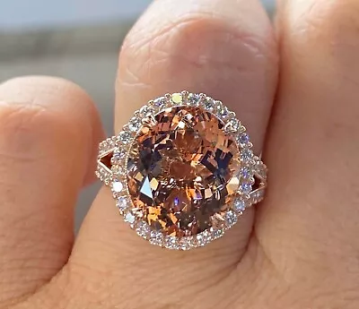 3Ct Oval Cut Morganite Diamond Halo Engagement Wedding Ring 14K Rose Gold Over • $48.30