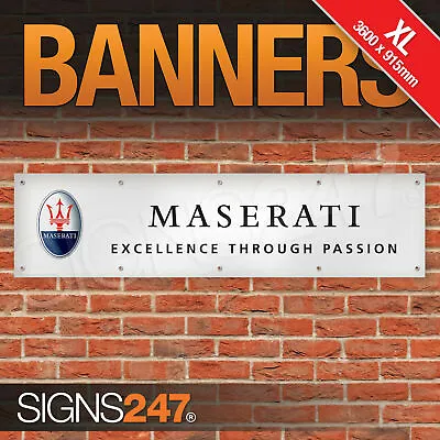 Maserati Excellence Through Passion Banner EXTRA LARGE Sign Display Motorsport • $68.25