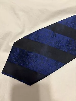 Stefano Ricci For Saks Fifth Avenue Black & Blue Silk Tie - 59” Long X 4” Wide • $34.99