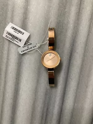 Movado Bold Women’s Rose Gold/ Crystal Dot Bangle Swiss Watch 3600202 • $175