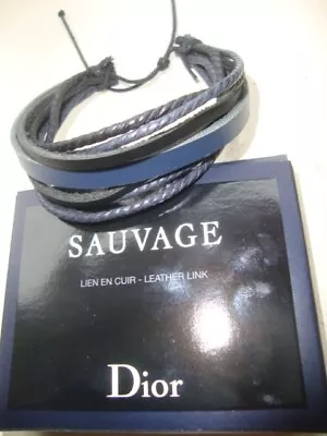 Dior SAUVAGE Mens Leather LINK  Wrap Bracelet + 1.5ML BLEU DE CHANEL BNIB • $38.65