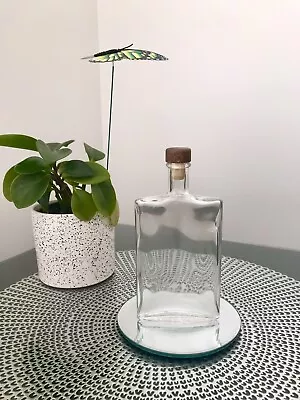 Small Glass Hip Flask - Corked - Unmarked - Thick Glass • $13