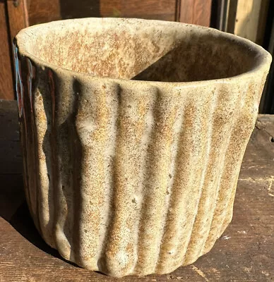 Zanesville Stoneware Beige Pottery Modern Homespun Vase Bamboo Bowl Planter • $15