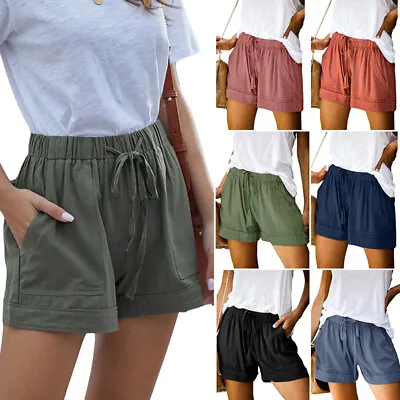 Women Shorts High Waist Short Pants Ladies Summer Baggy Wide Leg Mini Trousers • £8.99