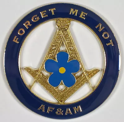 Auto Emblem - Blue Lodge Forget Me Not AF&AM Metal (SCA-1008) Freemason Mason • $7.99