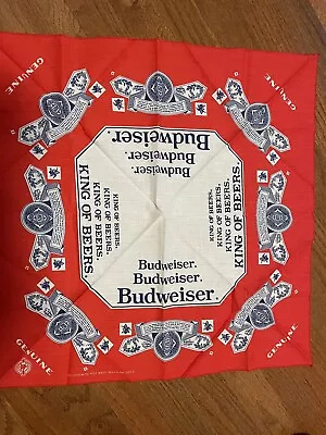 Budweiser Bandana Handkerchief King Of Beers VINTAGE RN 15187 MADE IN USA • $12.99